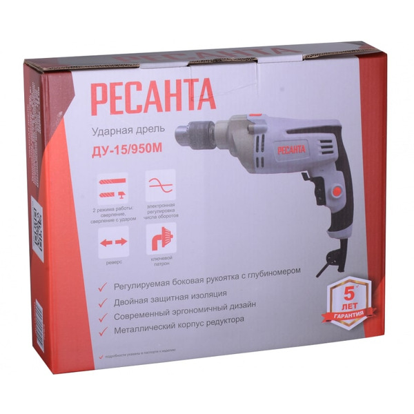 Дрель Ресанта ДУ-15/950М (75/8/4)