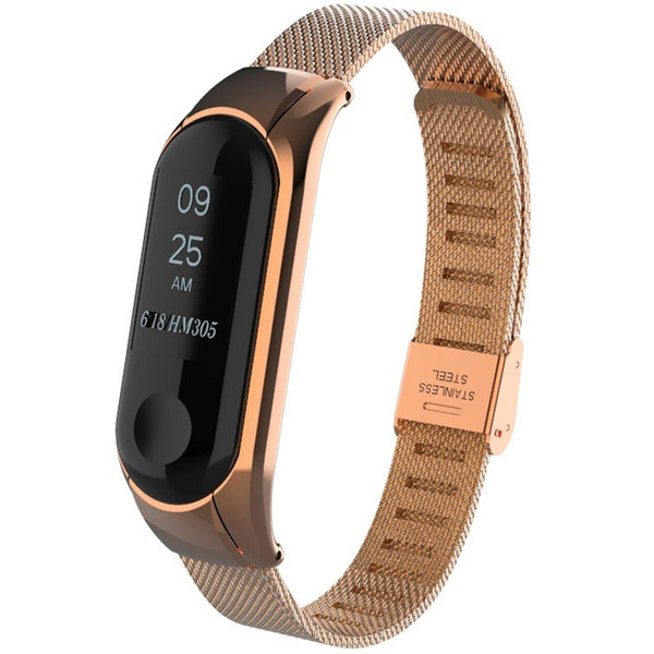 Ремешок Bingo Stainless Grid для Xiaomi Mi Band 3/4 Розовое золото