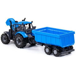 Трактор Полесье Прогресс с прицепом 91277 (синий)