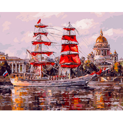 Картина по номерам Белоснежка Санкт-Петербург. Нева. Алые паруса 450-ART