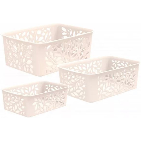 Набор корзин Полимербыт Leaves 4344803 (молочный)