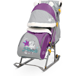 Санки-коляска НИКА Детям 6 Котенок (баклажановый/серый)