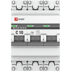 Выключатель автоматический EKF PROxima ВА 47-63 3P 10А (C) 4,5kA