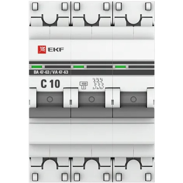 Выключатель автоматический EKF PROxima ВА 47-63 3P 10А (C) 4,5kA