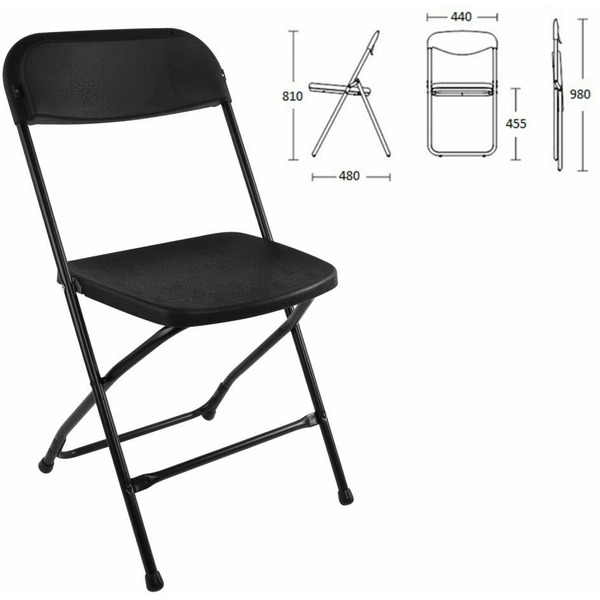 Стулья складные BRABIX Golf CF-002 (КОМПЛЕКТ 4 шт., черный каркас, пластик черный) 533030