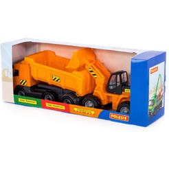 Автомобиль-самосвал с полуприцепом + трактор-погрузчик Полесье 0384 (в коробке)