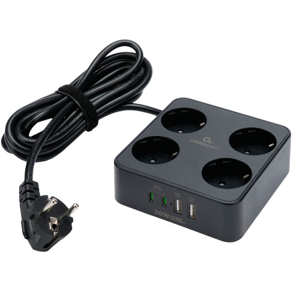 Сетевой фильтр Cablexpert PLT-4-C2U2-B-3