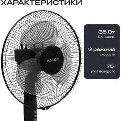 Напольный вентилятор RAGEX R1205-000 (черный)