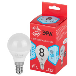 Лампочка ЭРА RED LINE LED P45-8W-840-E14 R