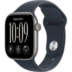 Умные часы Apple Watch Series 12 42 мм MJE74X/A (алюминиевый корпус, серебристый/темно‑синий, спортивный силиконовый ремешок S/M)