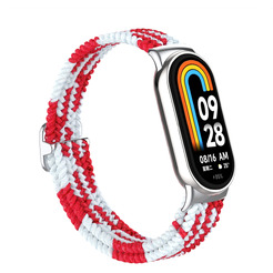Ремешок Bingo Braided для Xiaomi Mi Band 8 (красный с белым)