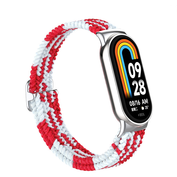 Ремешок Bingo Braided для Xiaomi Mi Band 8 (красный с белым)