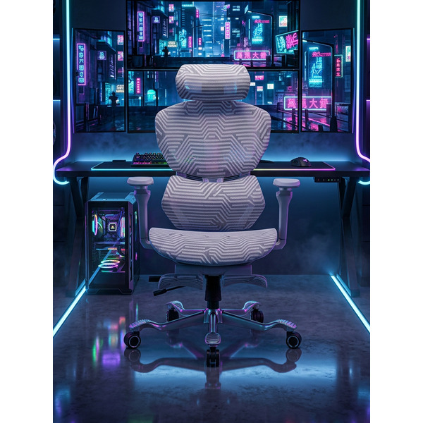 Игровое кресло myroo Game Assassin c подножкой Gray (A2512W-G)