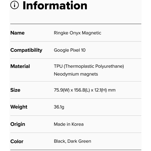 Чехол Ringke ONYX MAGNETIC для Google Pixel 10 BLACK