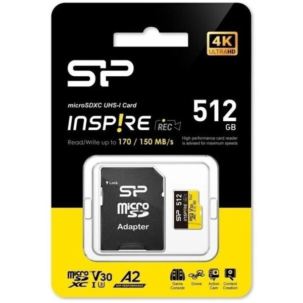 Карта памяти Silicon Power Inspire microSDXC SP512GBSTXLA2V1NSP 512GB (с адаптером)