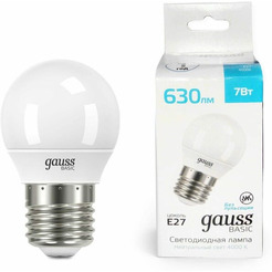 Светодиодная лампочка Gauss Basic LED-M G45 7W 630lm 4000K E27 LED 10502272