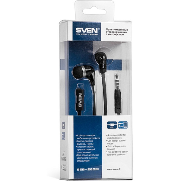Наушники с микрофоном SVEN SEB-260M, черный