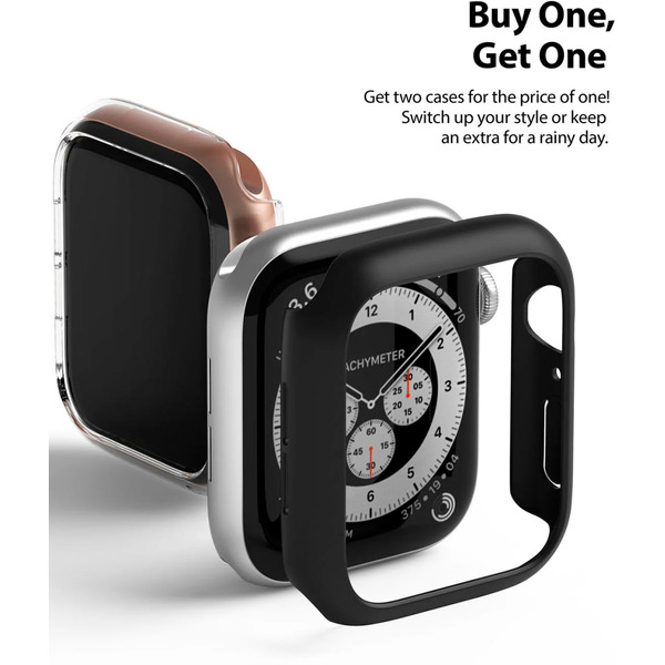 Чехол Ringke SLIM для Apple Watch SE3/SE2/SE/6/5/4 44mm CLEAR(1шт) + BLACK(1шт)