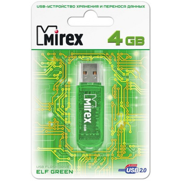 USB Flash MIREX ELF Green 4GB (13600-FMUGRE04)