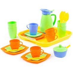 Набор детской посуды Полесье "Алиса" с подносом на 4 персоны