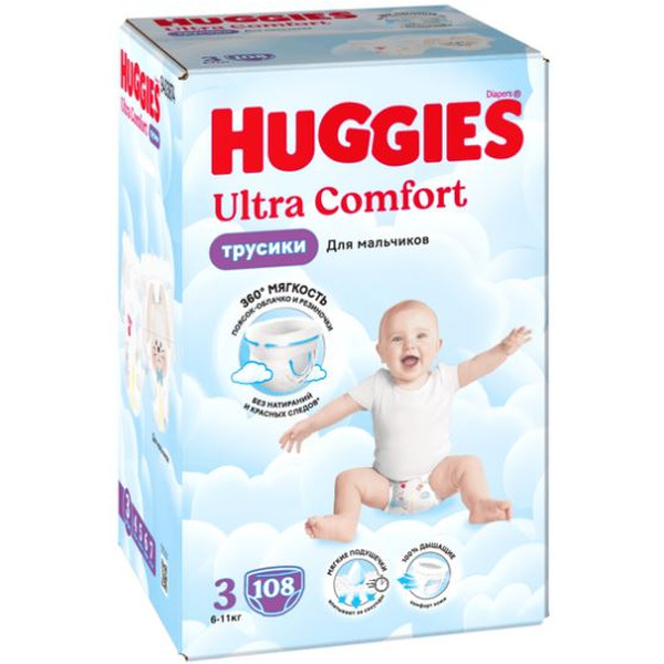 Трусики-подгузники HUGGIES Ultra Comfort Boy Box 3 (108 шт)