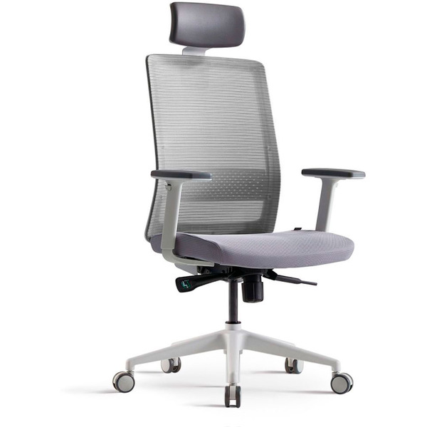 Кресло BESTUHL S30 (белая рама, спинка-сетка черн., сиденье-ткань серый)