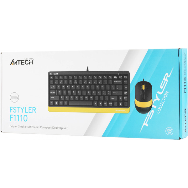 Офисный набор A4Tech Fstyler F1110 (черный/желтый)