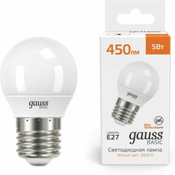 Светодиодная лампочка Gauss Elementary Basic E27 5W 3000K G45 10502152