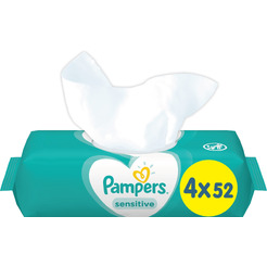 Детские влажные салфетки PAMPERS Sensitive 4x52 шт. ПрепакКор