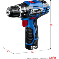 Дрель-шуруповерт Зубр Профессионал DL-121-22F (с 2-мя АКБ, LED фонарь, кейс)