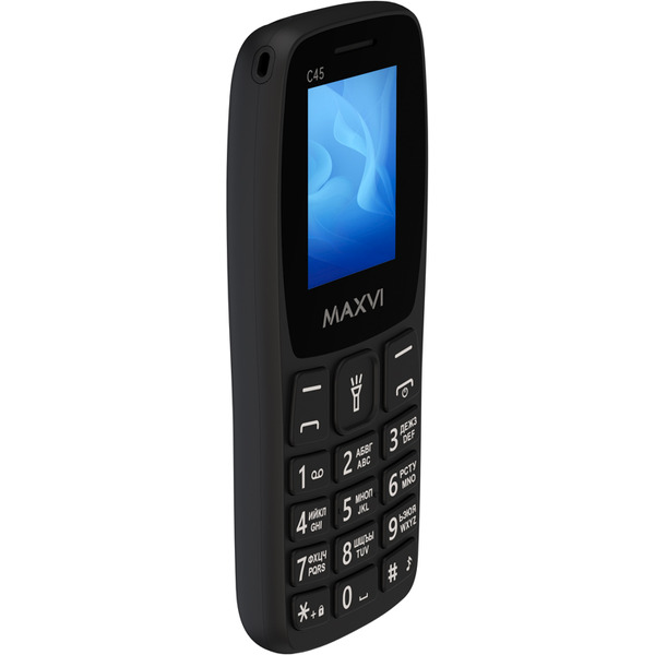 Кнопочный телефон Maxvi C45 + ЗУ WC-112 (черный)