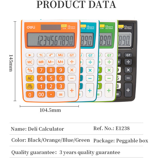 Калькулятор Deli E1238/BLUE