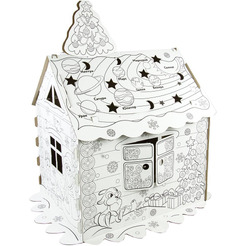 Картонный игровой развивающий BRAUBERG Домик-раскраска Новогодний 880365