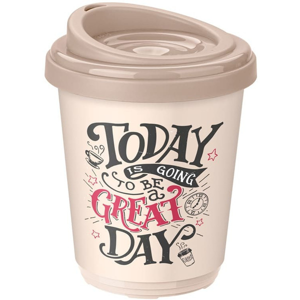 Термостакан с декором Бытпласт 4332332 300 мл (Темно-бежевый)