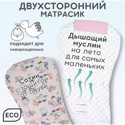 Матрасик в коляску Bubago КМ1 BG 169-3 (розовый принт)