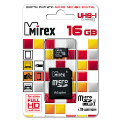 Карта памяти MIREX microSDHC 16GB (13613-ADSUHS16)