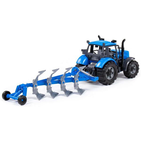 Трактор Полесье Прогресс с плугом 91291 (синий)