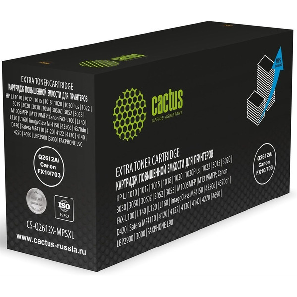 Картридж лазерный Cactus CS-Q2612X-MPSXL Q2612A/Canon FX10/703 черный (8000стр.) для HP LJ 1010/1012/1015/1018/1020/1020Plus/1022/3015/3020/3030/3050/