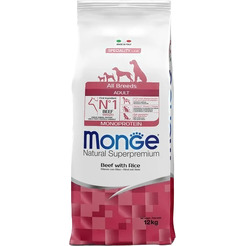 Сухой корм для собак Monge All Breeds Adult Monoprotein говядина с рисом (12кг)