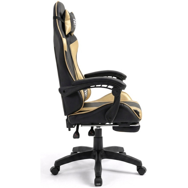 Игровое кресло BYROOM RG HEALER leather Black/Gold с подставкой для ног BRGF813L-B/GLD (GF-8060-OB)