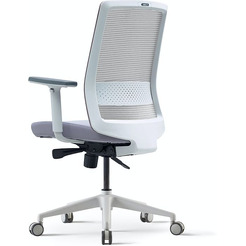 Кресло д/руководителя BESTUHL S30 (бел. рама,спинка-сетка черн, сид-ткань, серый)