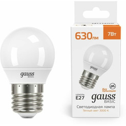 Светодиодная лампочка Gauss Elementary Basic E27 7W 3000K G45 10502172