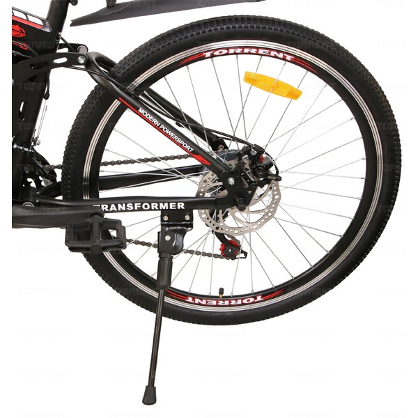Велосипед TORRENT Transformer (рама сталь 17", внедорожный, 21 скорость, колеса 24д.) (Матовый чёрный графит, красный)