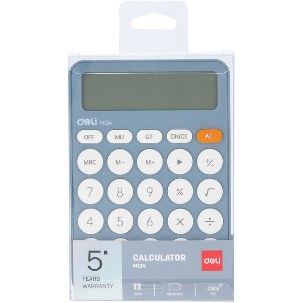 Калькулятор Deli EM124 (синий)
