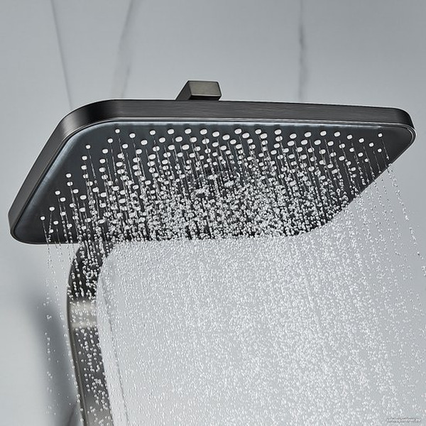 Душевая система со смесителем Shevanik S7036T (оружейная сталь)
