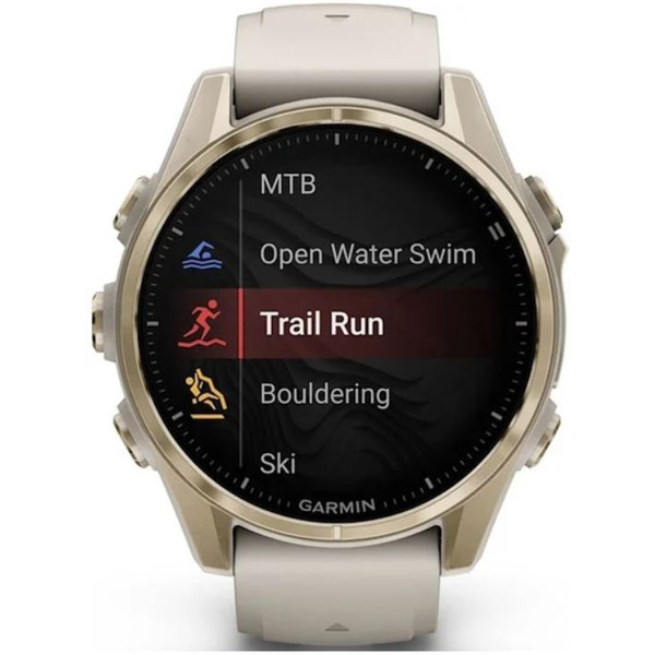 Умные часы Garmin Fenix 8 Sapphire 43мм (золотистый, дымчато-серый ремешок)