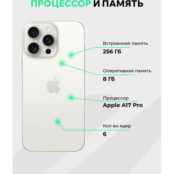 Смартфон Apple iPhone 15 Pro Max 256Gb восстановленный ELNU Грейд B ELN3106B0636 (белый титан)