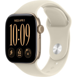 Умные часы Apple Watch Series 12 42 мм MJED4X/A (алюминиевый корпус, золотистый/бежевый, спортивный силиконовый ремешок S/M)