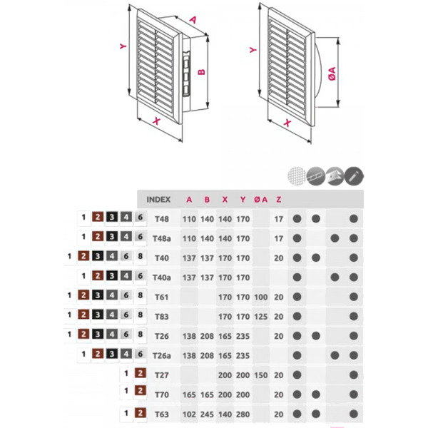 Решетка с сеткой от насекомых Awenta Classic T48BR 14x17 (коричневый)