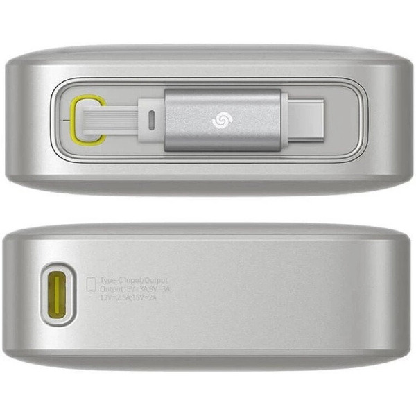 Внешний аккумулятор Baseus Free2Pull Power Bank with Retractable Cable 30W 10000mAh (серый)